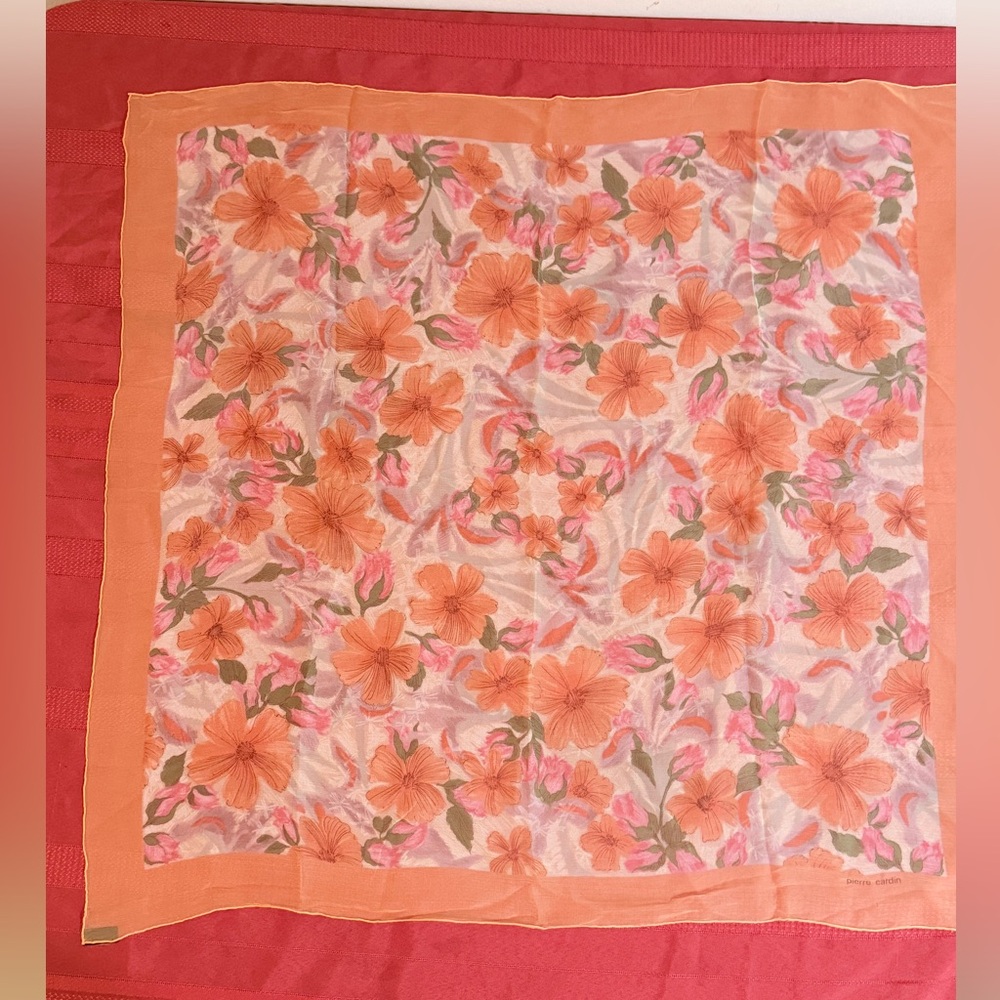 Pierre Cardin #8 Floral Orange Scarf
